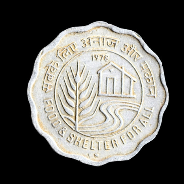 Indian 10 Paisa Coin – 1978 - Food and shelter for all coin