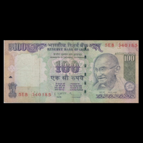 100 Indian Rupee Note Mahatma Gandhi Series(2009)D Subbarao