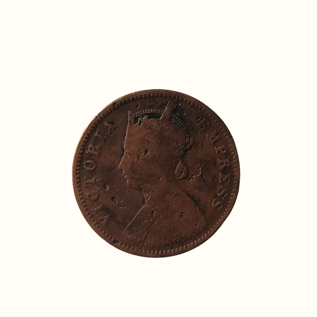 Indian One Quarter Anna Queen Victoria  Coin-1884