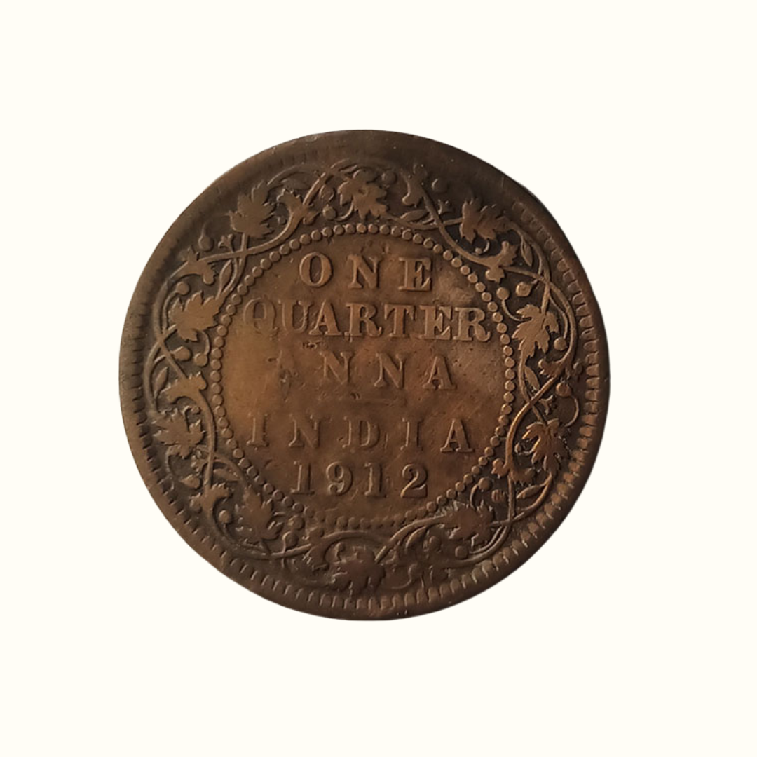 Indian One Quarter Anna GEORGE V KING EMPEROR-1912