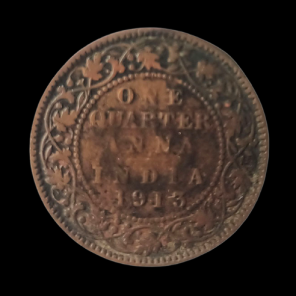 Indian One Quarter Anna GEORGE V KING EMPEROR-1913