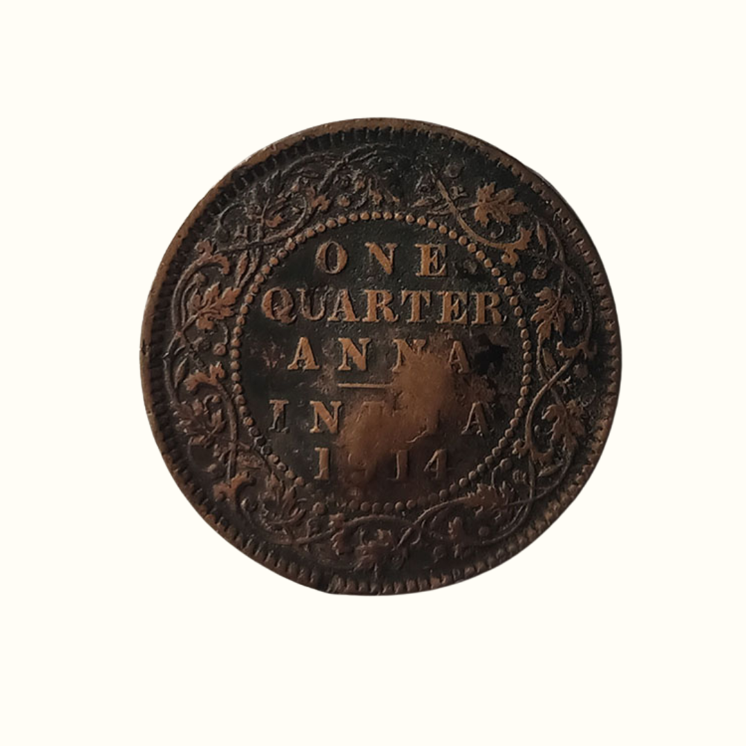 Indian One Quarter Anna GEORGE V KING EMPEROR -1914