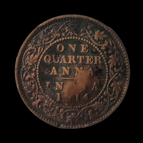 Indian One Quarter Anna GEORGE V KING EMPEROR -1914