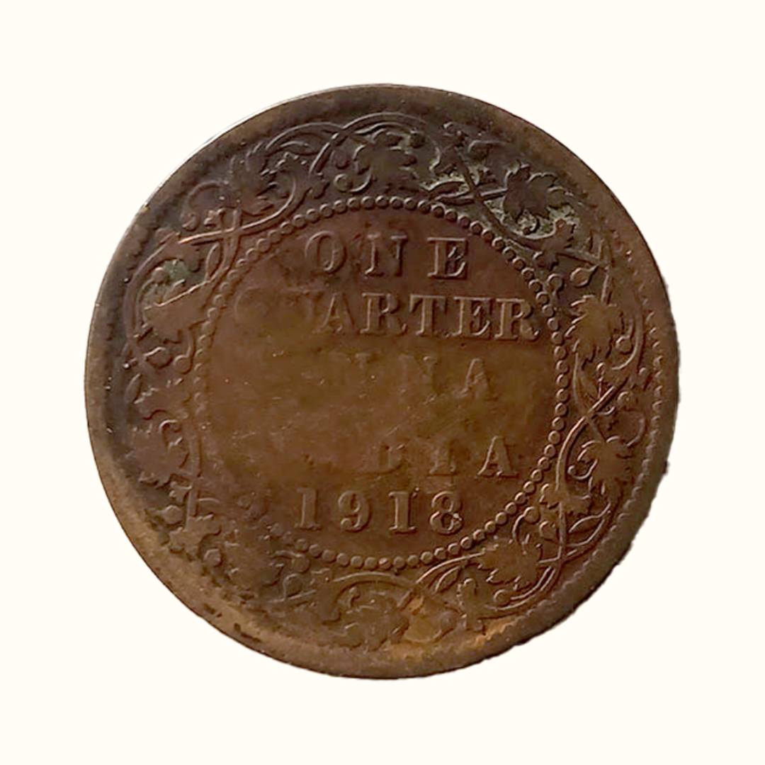 Indian One Quarter Anna GEORGE V KING EMPEROR-1918,