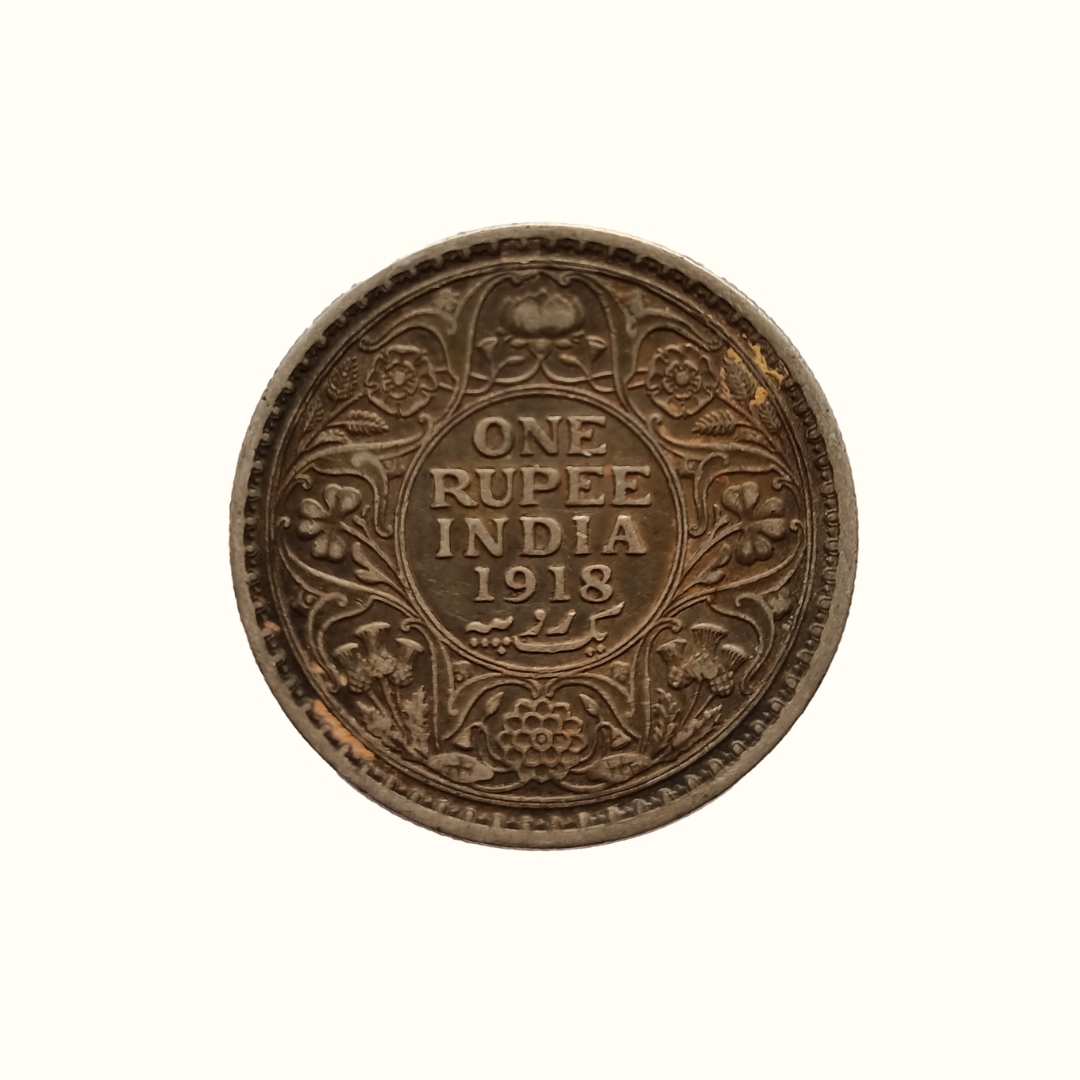 Indian One Rupee GEORGE V KING EMPEROR -1918