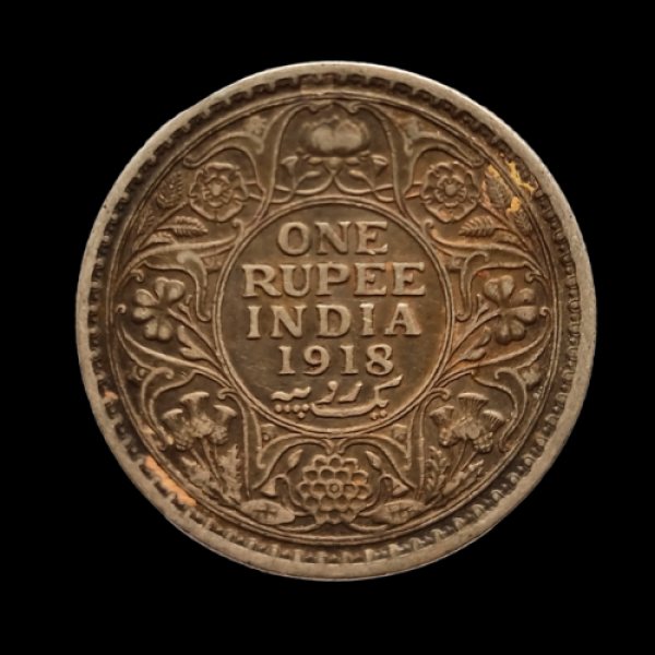 Indian One Rupee GEORGE V KING EMPEROR -1918