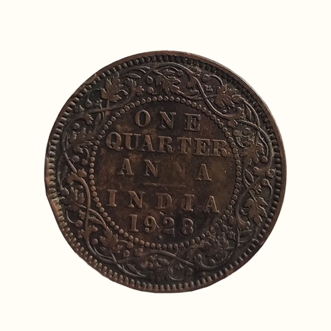 Indian One Quarter Anna GEORGE V KING EMPEROR -1928