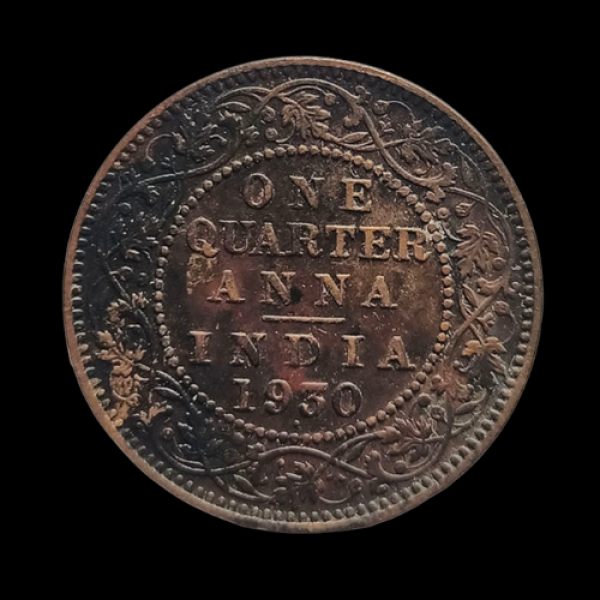 Indian One Quarter Anna GEORGE V KING EMPEROR -1930