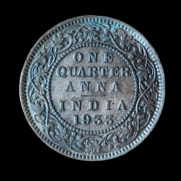 Indian One Quarter Anna GEORGE V KING EMPEROR-1933