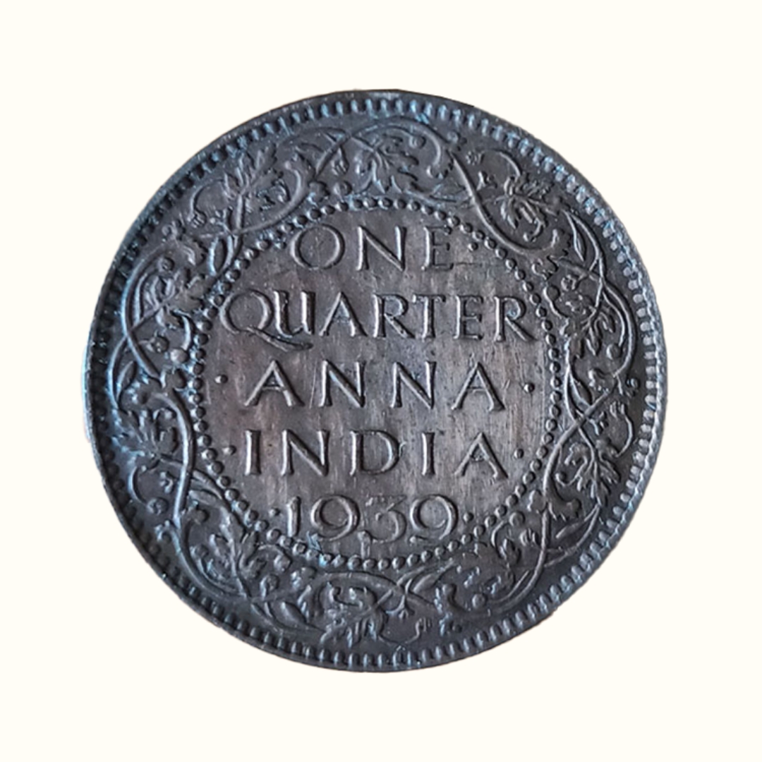 Indian One Quarter Anna GEORGE VI KING EMPEROR -1939