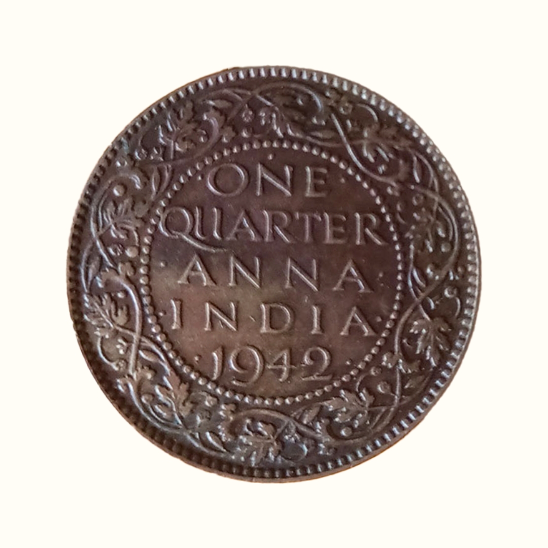 Indian One Quarter Anna GEORGE VI KING EMPEROR -1942