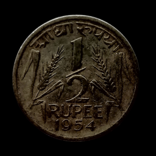 Indian 1/2 rupee coin 1954