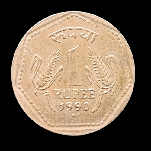 Indian 1 rupee coin-1990