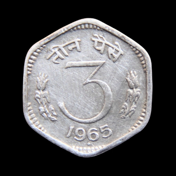 Indian Three Paisa Coin -1965