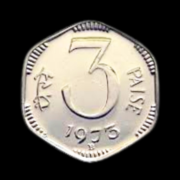 Indian Three  Paisa Coin -1973