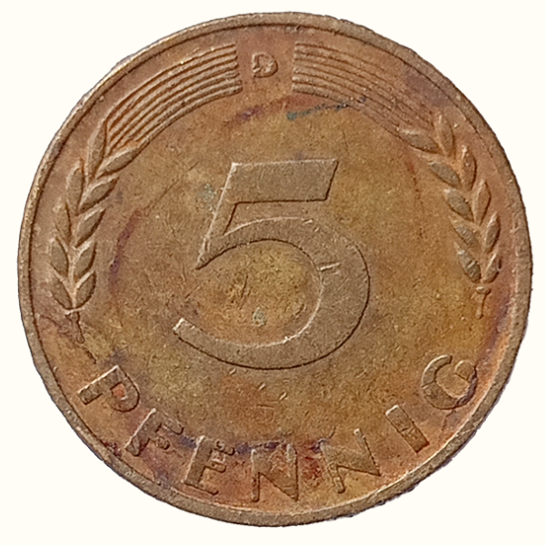 Bundesrepublik Deutschland Five Pfennig Coin – 1950 Germany