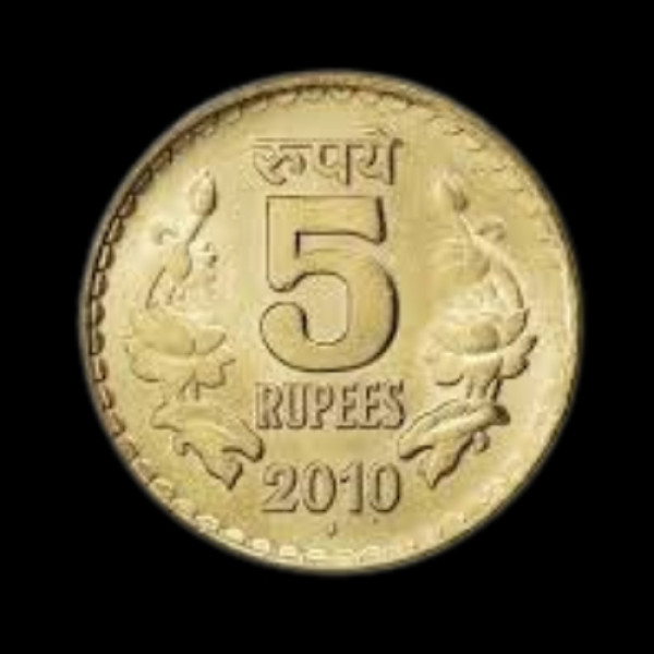 Indian 5 rupee coin 2010