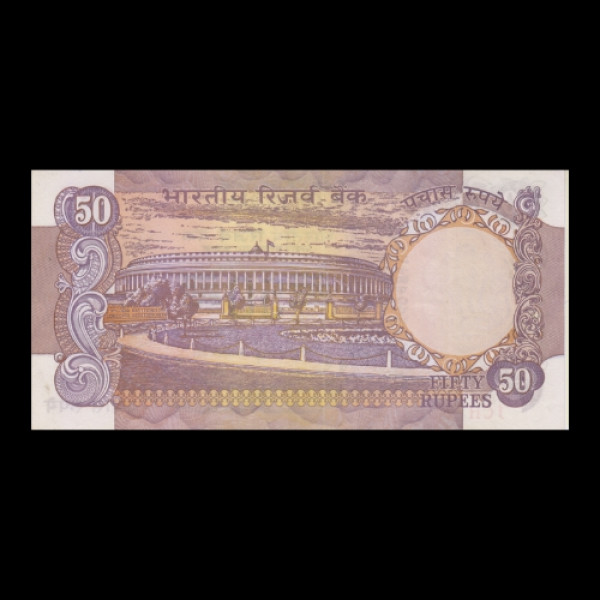 50 Indian Rupee Note Currency Sansad Bhavan-R. N. Malhotra