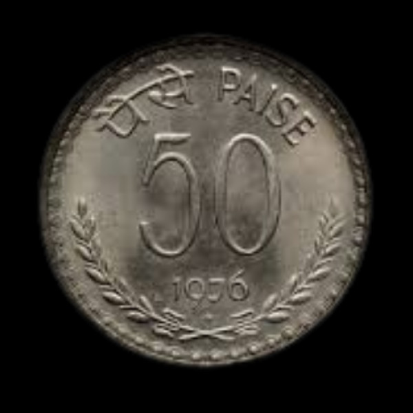 Indian 50 Paisa Coin – 1976