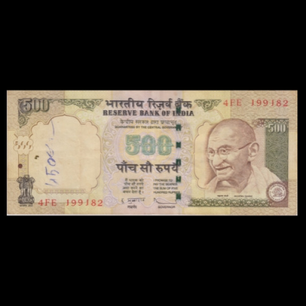 500 Currency Note Mahatma Gandhi Series (2009)D. Subbarao