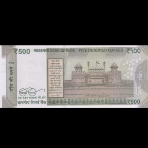 500 Indian Currency Note  Mahatma Gandhi Series (Red Fort – Swachh Bharat)2024  Shaktikant Das