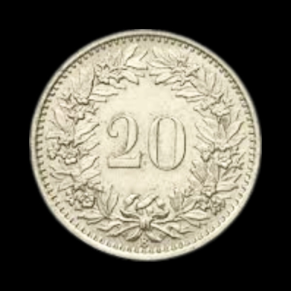 Swiss 20 Rappen (20 Centimes) coin - 1969