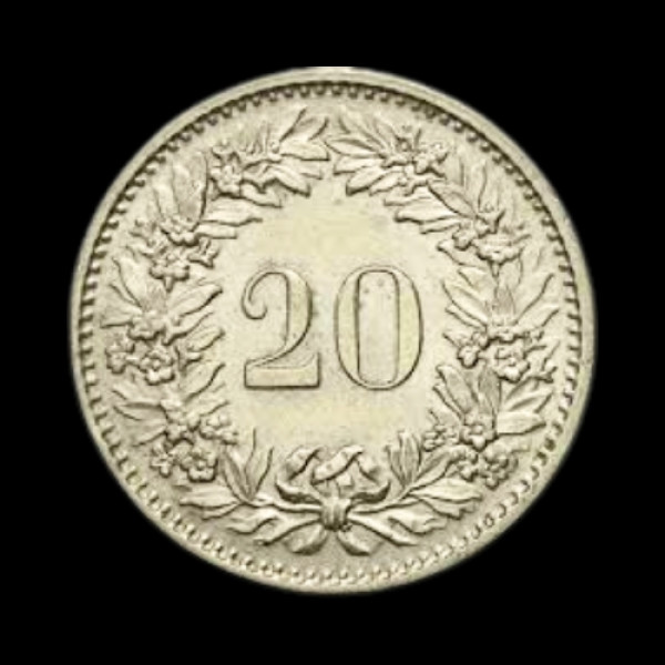 Swiss 20 Rappen (20 Centimes) coin - 1971