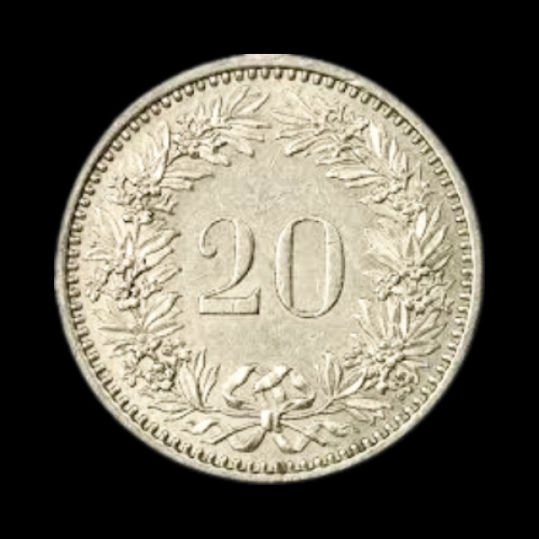 Swiss 20 Rappen (20 Centimes) coin - 1982